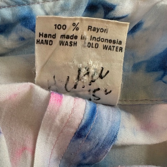 Vintage Oversized Pink & Blue Tie Dye Button Up Shirt - Picture 6 of 7